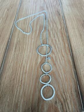 Chico’s Silver Metal Chain With Circles Adjustable Y Necklace